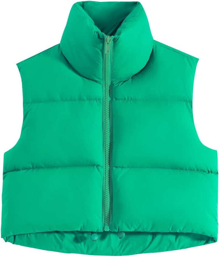 fuinloth Damen Weste Kurz Stehkragen Steppweste Warm Winter Crop Puffer Weste mit Reissverschluss Är