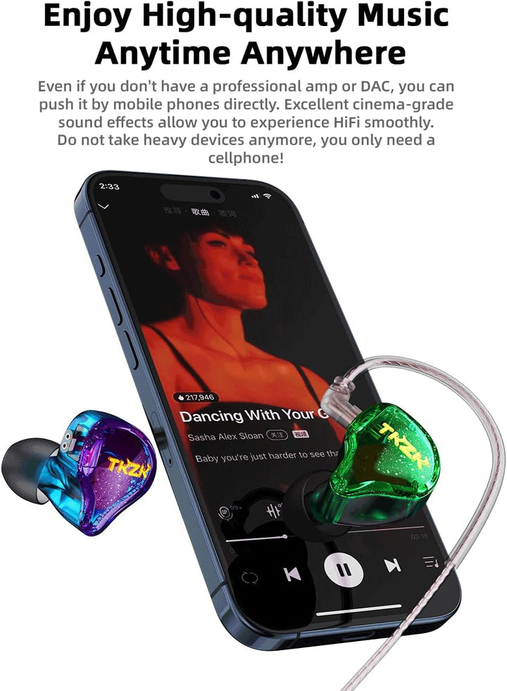 keephifi TKZK TK01 In-Ear-Kopfhörer, kabelgebunden, Super Bass mit verbessertem Kabel, 1D-Stereo-Sou