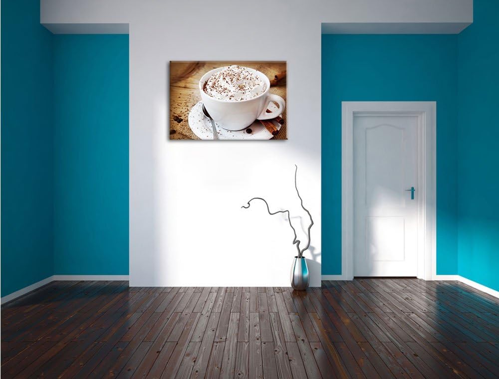 Frischer Kaffee mit Schokosträusel Format: 100x70 auf Leinwand, XXL riesige Bilder fertig gerahmt mi