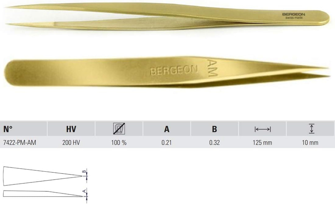 BERGEON 7422-PM-AM Messingkornzange, klein, für empfindliche & magnetische Stahlteile - 4240606
