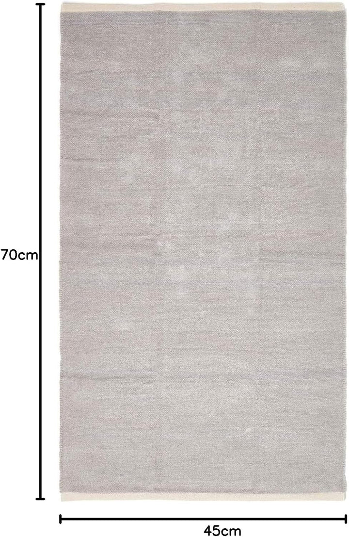 Homescapes waschbarer Chenille Teppich/Bettvorleger 90 x 150 cm handgewebt aus 100% Baumwolle, grau/