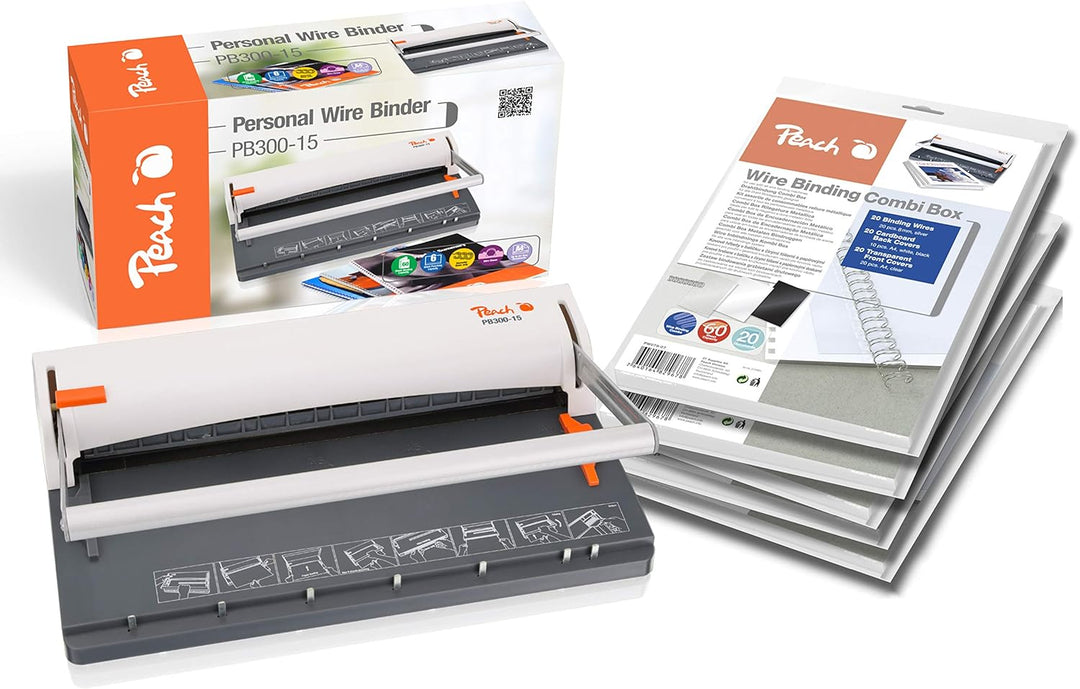 Peach Draht Bindemaschine - Personal Wire Binder DIN-A4 - bindet 60 Seiten - inkl. 5x PW079-07 Wire