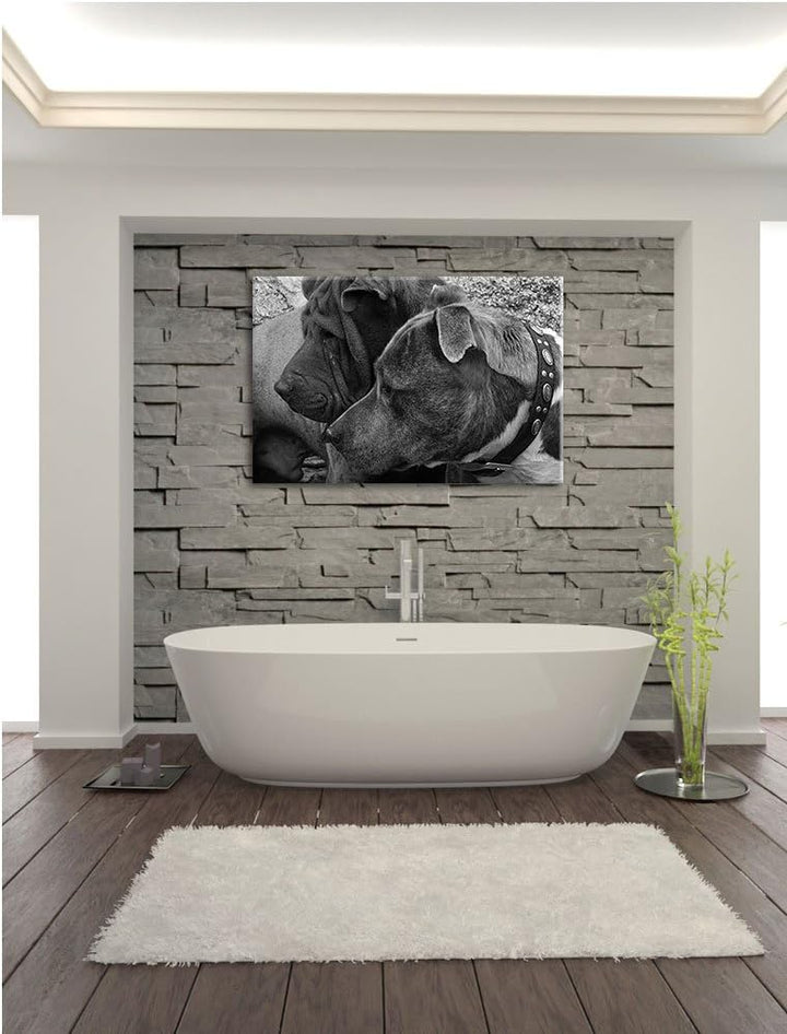 Pixxprint Zwei Hunde im Profil auf Leinwand, XXL riesige Bilder fertig gerahmt mit Keilrahmen, Kunst