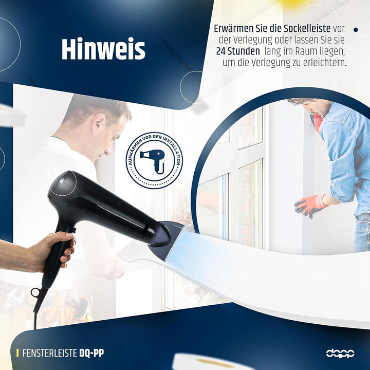 DQ-PP FENSTERLEISTE | 150m Länge | 50mm Breite | 1,5mm Stärke | Weiss | Fensterleisten Flachleisten