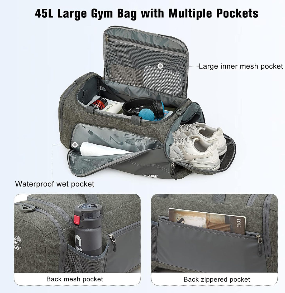 G4Free 60L Grosse Sporttasche&Reisetasche für Damen und Herren/mit Schuhfach & Nassfach/Trainingstas