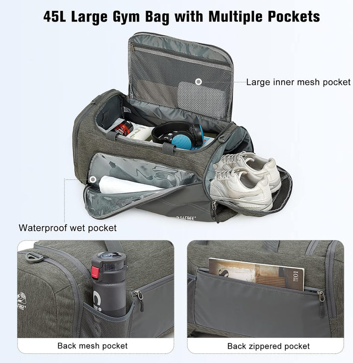 G4Free 60L Grosse Sporttasche&Reisetasche für Damen und Herren/mit Schuhfach & Nassfach/Trainingstas