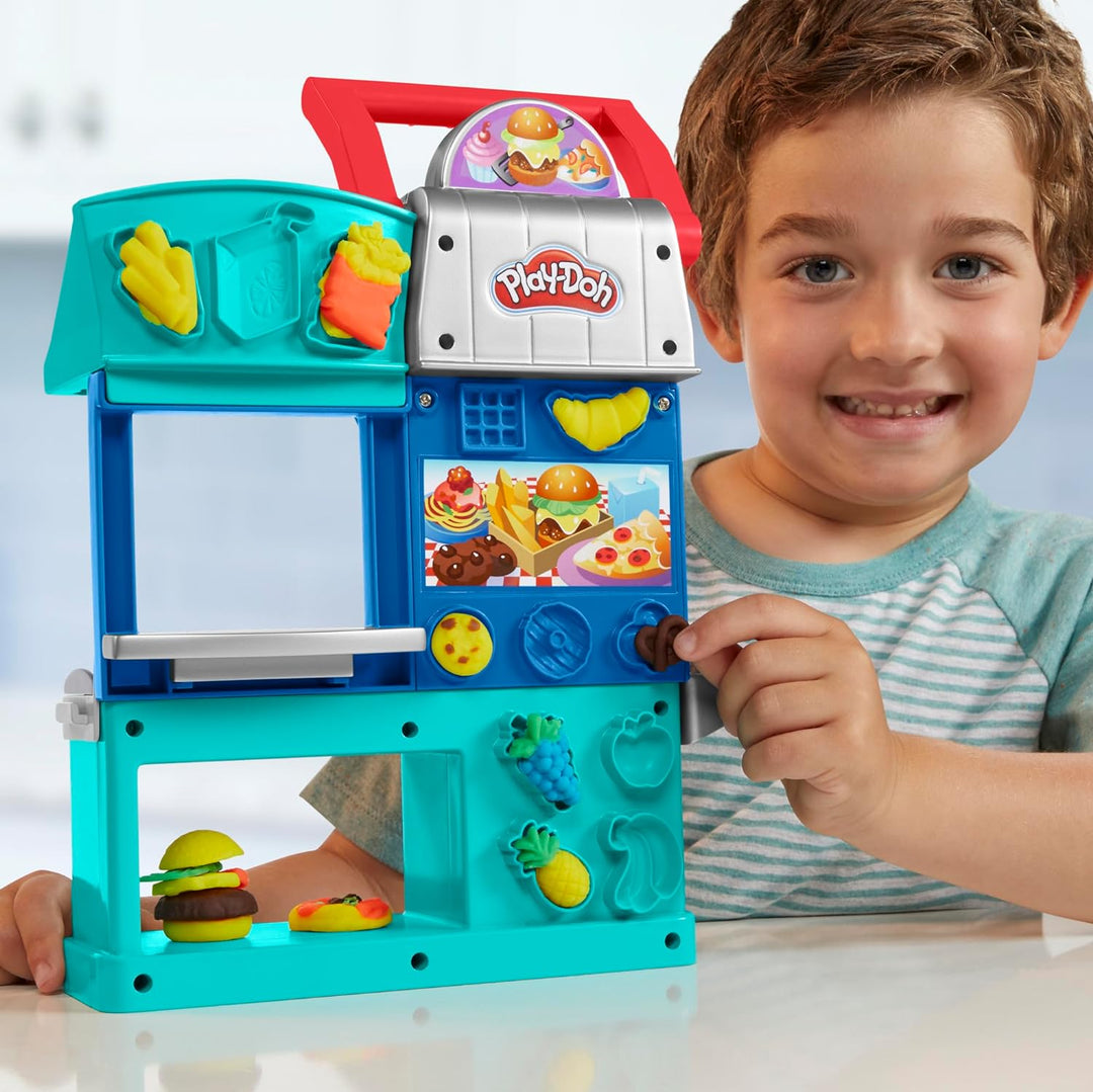 Play-Doh Kitchen Creations Play-Doh Buntes Restaurant, 2-seitiges Küchenspielset, Play-Doh Set für M