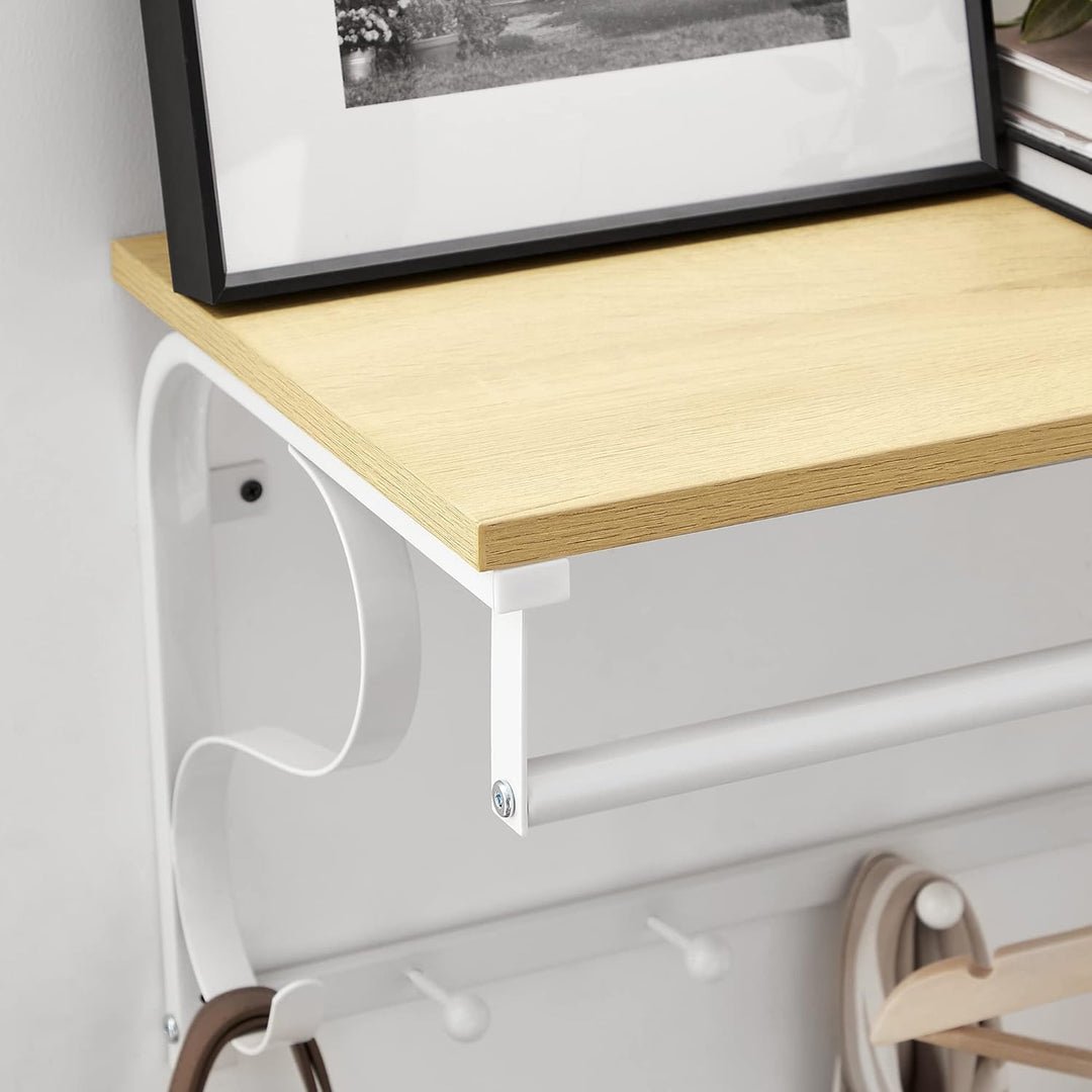 VASAGLE Wandgarderobe, Wandregal mit 5 Haken und Ablage, im Industrie-Design, Hakenleiste mit Hänges
