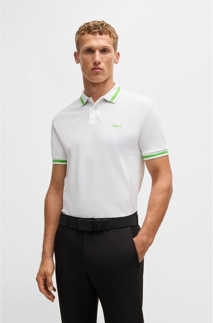 BOSS Herren Pio Polohemd S Weiss 100, S Weiss 100