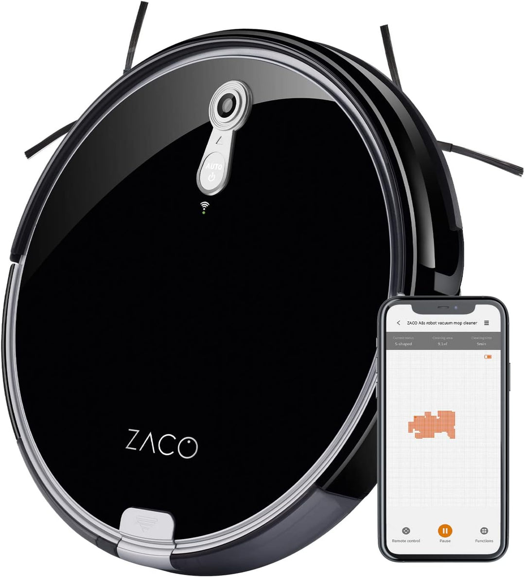 ZACO A8s Saugroboter mit Wischfunktion, App & Alexa Steuerung, 7,2cm flach, automatischer Staubsauge