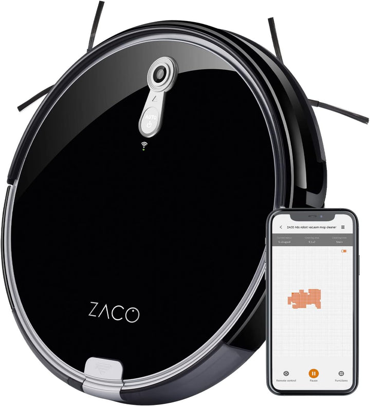 ZACO A8s Saugroboter mit Wischfunktion, App & Alexa Steuerung, 7,2cm flach, automatischer Staubsauge