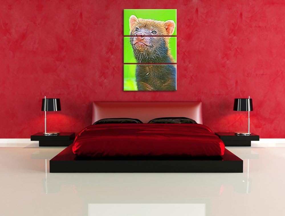 freches Frettchen Spezial 3-Teiler Leinwandbild 120x80 Bild auf Leinwand, XXL riesige Bilder fertig