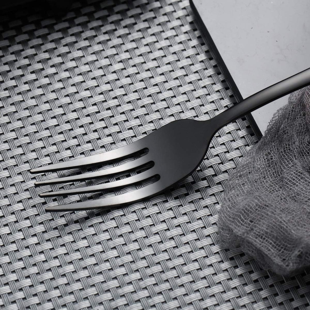 HOMQUEN Schwarzes Besteck/Besteck Set,30 Stück Edelstahl Messer Gabel Löffel Set für 6 Personen (Sch