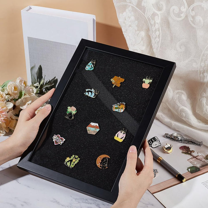 OLYCRAFT 22.8x32.9 cm Anstecknadel-Vitrine Medaillen-Vitrine Holz-Bilderrahmen Schrank Broschensamml