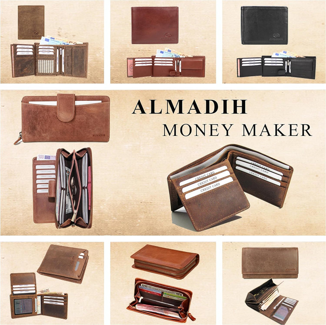 ALMADIH ® Aktentasche JOEY Premium Rindsleder mit gepolstertem Laptopfach Leder Herren Tasche viele