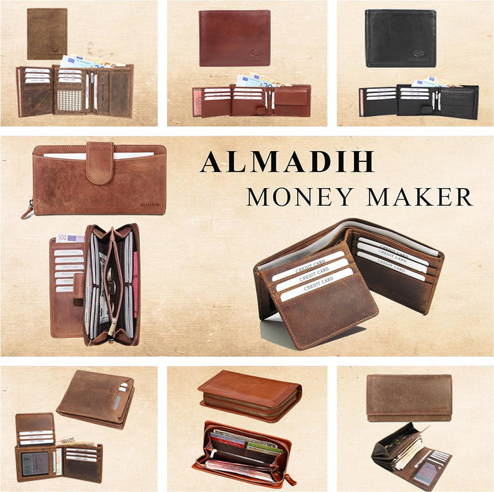 ALMADIH ® Aktentasche JOEY Premium Rindsleder mit gepolstertem Laptopfach Leder Herren Tasche viele