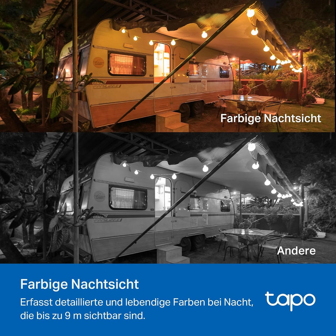 Tapo C410 Überwachungskamera Aussen Akku 2 Pack, 2K Auflösung, Farbnachtsicht, MicroSD-Speicher, 640