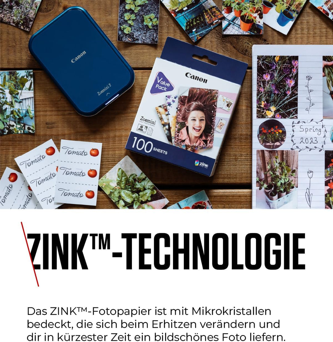 Canon ZP-2030 Original ZINK Fotopapier 100 Blatt für Canon Zoemini Sofortbildkamera/Fotodrucker (Pap