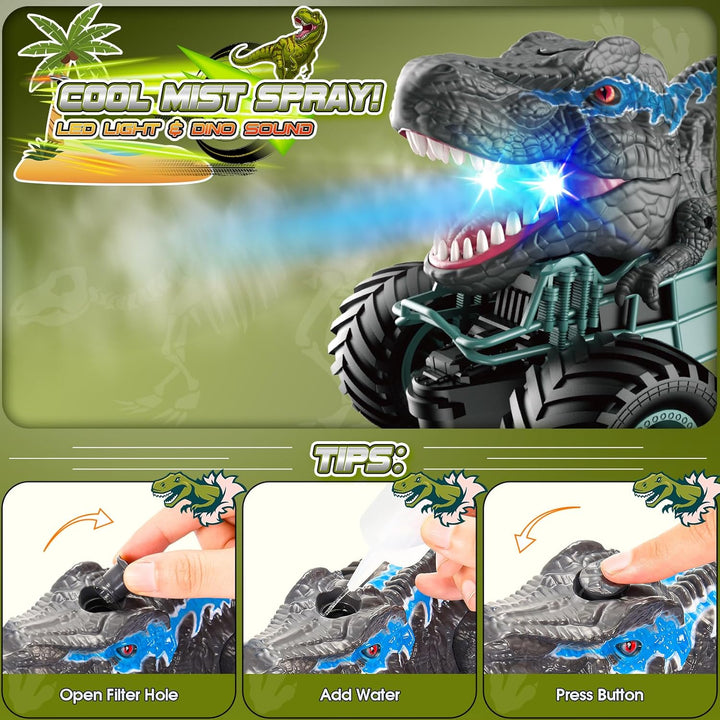 HappyGoLucky Monstertruck Ferngesteuertes Auto ab 3 4 5 6 7 8 Jahre, Dinosaurier Spielzeug ab 3-10 J