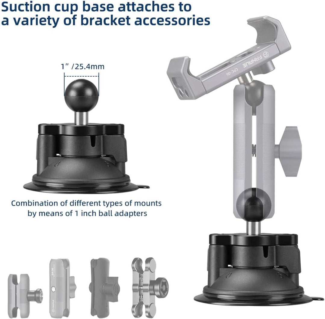 FANAUE Twist Lock Saugnapf Basis mit 1-Zoll-Kugel-Adapter kompatibel mit RAM Mount B Grösse Doppelso