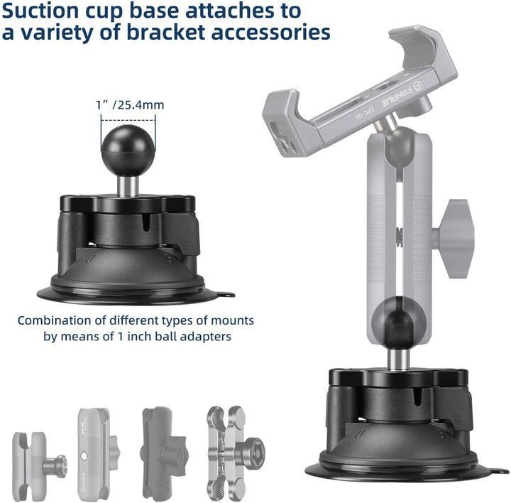 FANAUE Twist Lock Saugnapf Basis mit 1-Zoll-Kugel-Adapter kompatibel mit RAM Mount B Grösse Doppelso