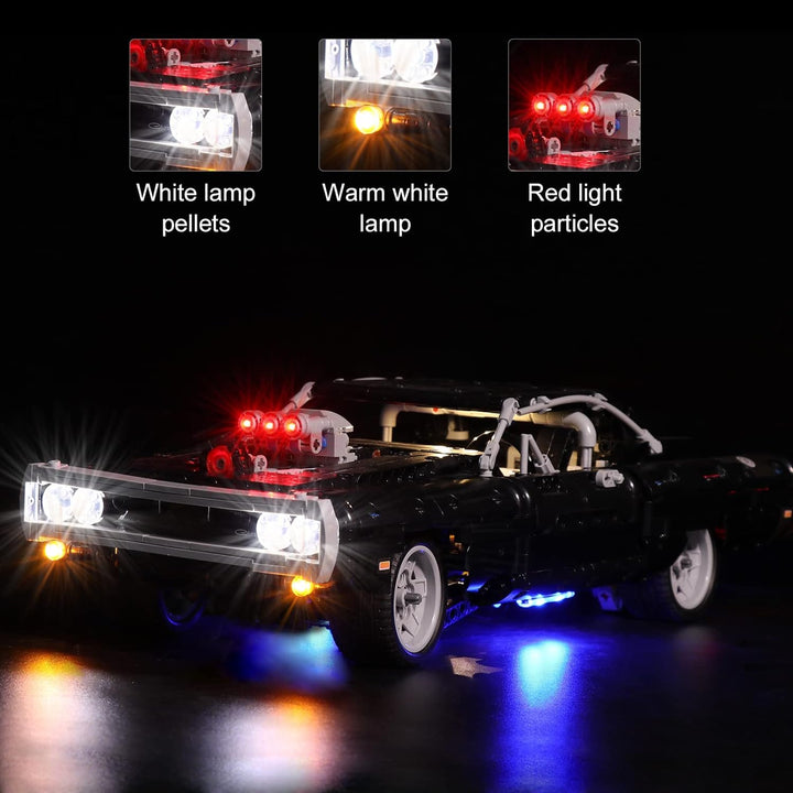 Led Licht Set für Lego Dom's Dodge Charger,Dekorations Led Beleuchtungs Set für Lego 42111 Technic R