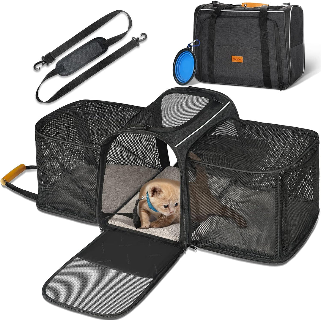 Katzentransportbox Transportbox Katze Gross, Morpilot 45x33x36cm Erweiterbar Katzenbox für 2 Katzen