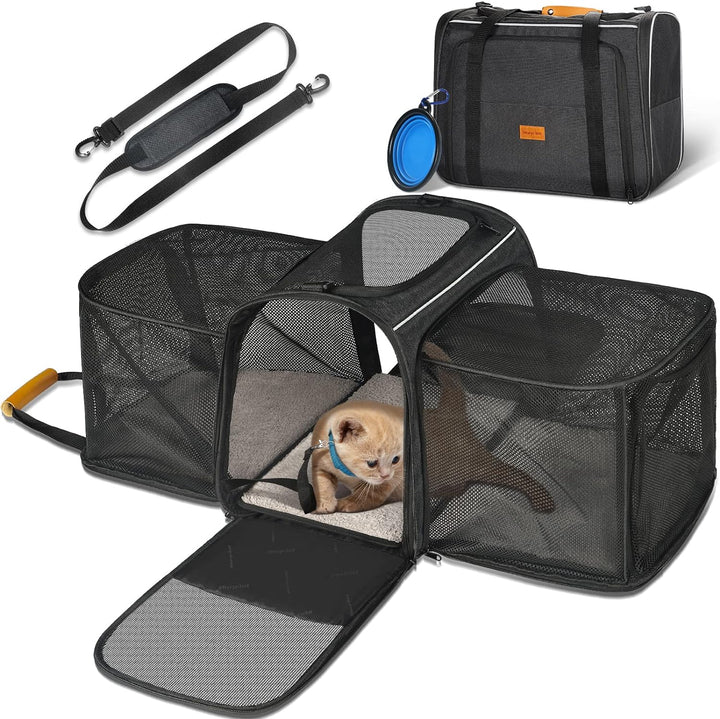 Katzentransportbox Transportbox Katze Gross, Morpilot 45x33x36cm Erweiterbar Katzenbox für 2 Katzen