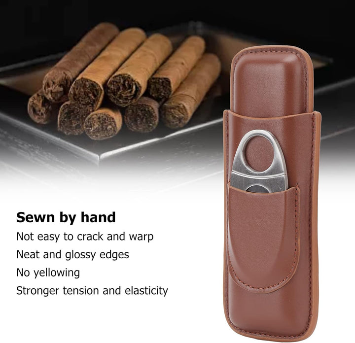 Zigarrenetui, Portable 2 Fingers Leder Zigarre Reiseetui mit Zigarrenschneider Adopt elastische gebü