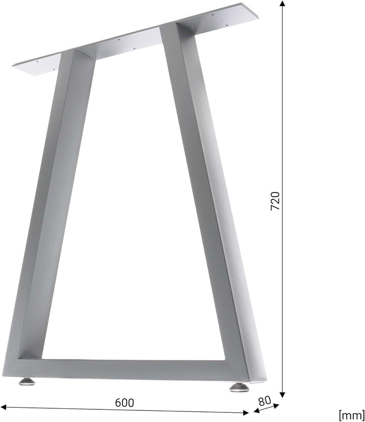 Tischkufen Tischgestell Industrial Trapezoid 2er Set aus Stahl 60x72cm Grau Tischbeine Trapez-Form 7