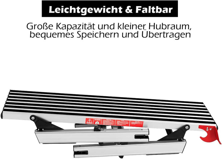 COSTWAY Alu Arbeitsplattform, Klappwerkbank mit Antirutschmatten, Arbeitsbühne 150 kg Tragfähigkeit,