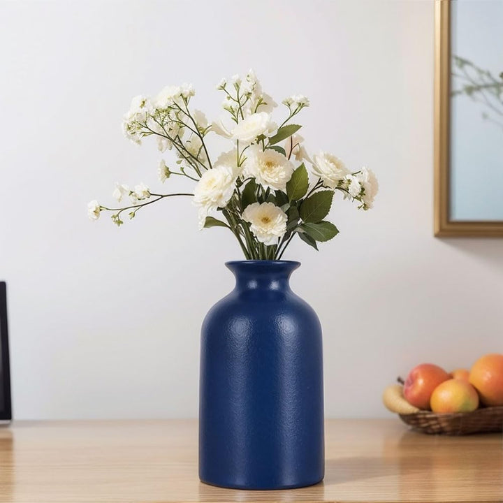 Blaue Keramik Knospe Vasen Set von 6 - wasserdichte Blaue kleine Vase, Landhaus Land Blaue Vasen Hom