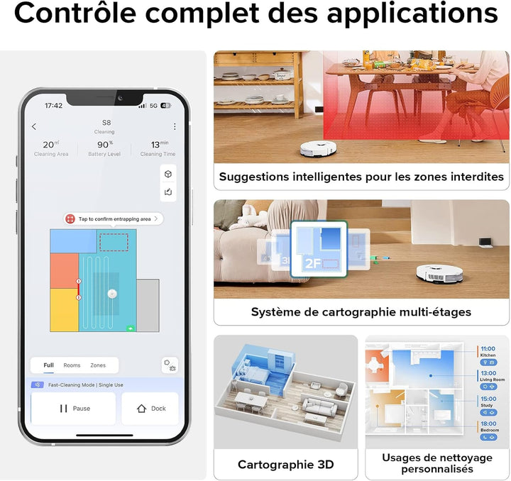 roborock S7 Saug- und Wischroboter (Saugleistung 2500Pa, 180min Akkulaufzeit, 470ml Staubbehälter, 3