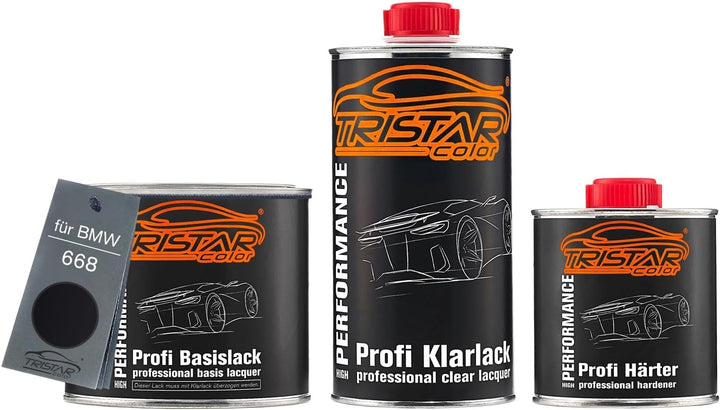 TRISTARcolor Autolack Set Dose spritzfertig für BMW 668 Glanzschwarz/Schwarz II Basislack + 2K Klarl