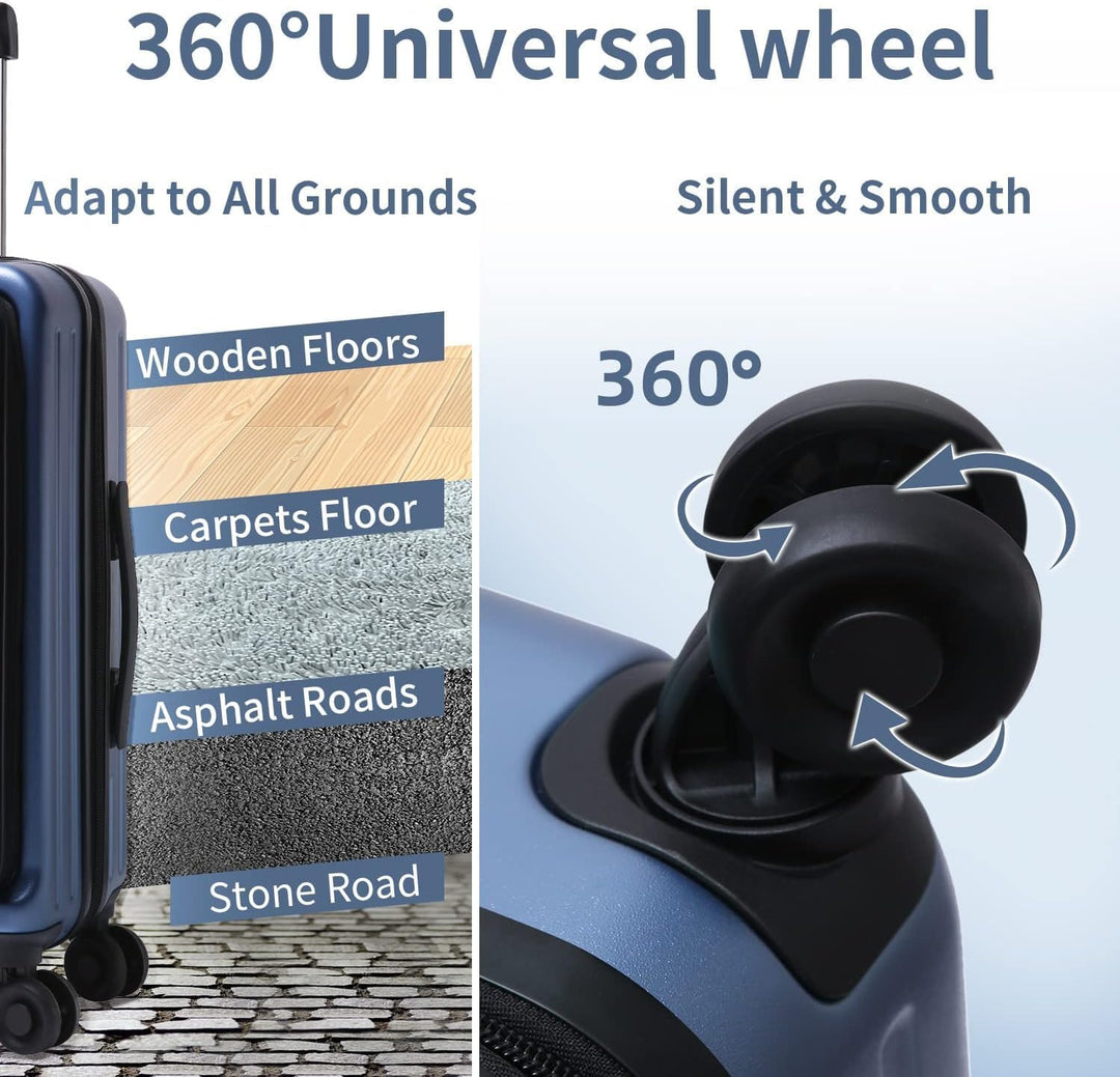 TydeCkare Handgepäck Koffer mit Laptoptasche mit Frontöffnung, 20 Zoll ABS+PC Leicht Hartschalenkoff