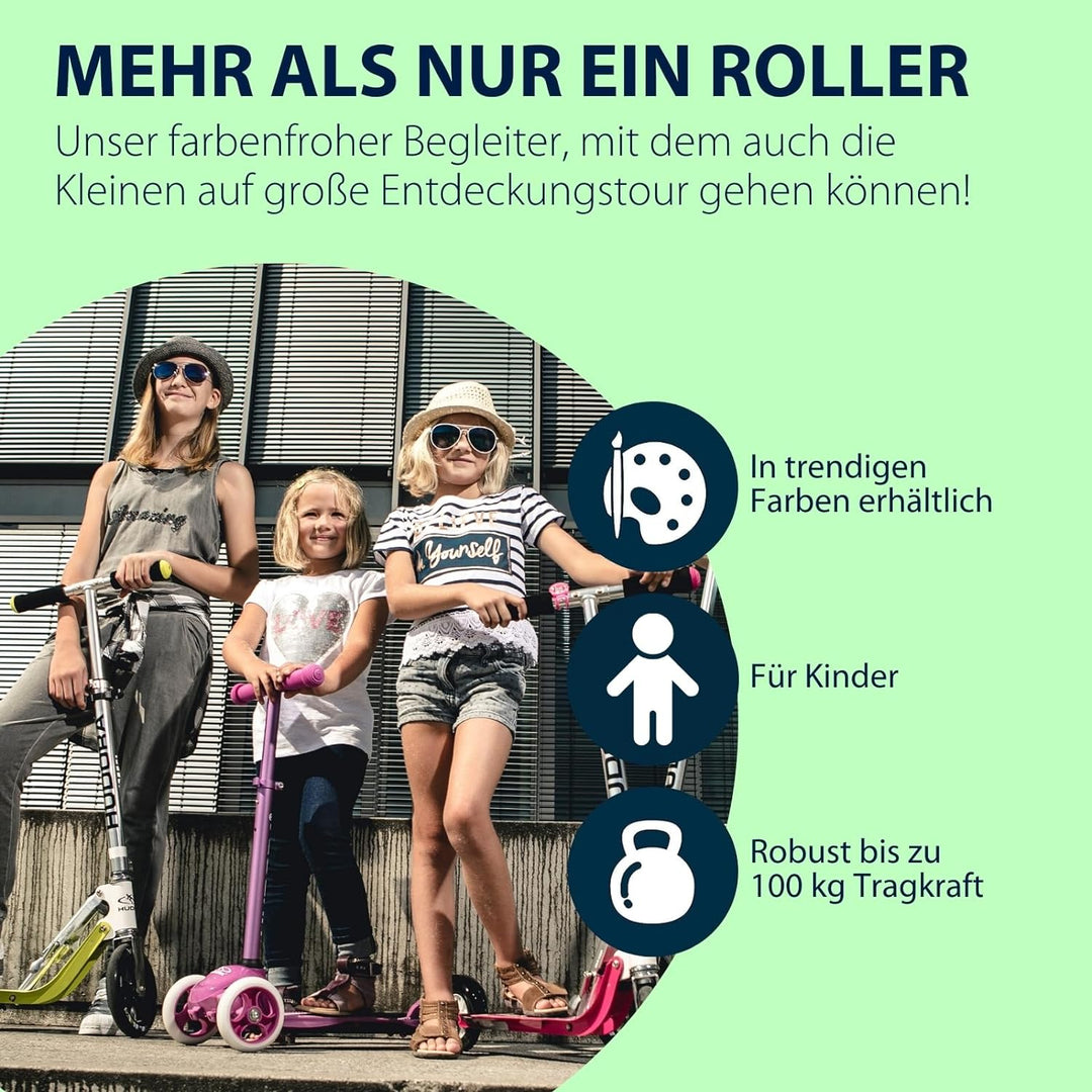 HUDORA BigWheel 125 Scooter - Sicherer & hochwertiger Aluminium-Roller für Kinder - Höhenverstellbar
