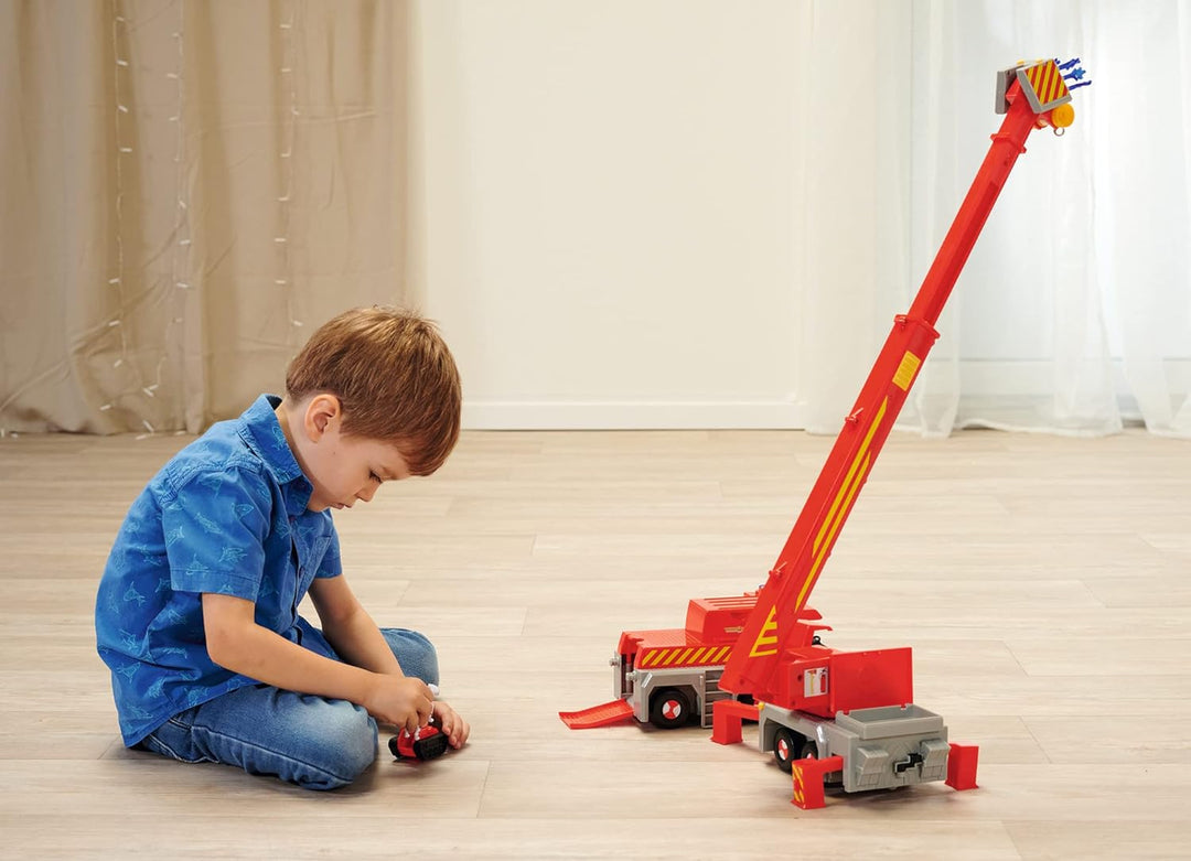 Simba 109252517 - Feuerwehrmann Sam Spielzeug-Kran (50 cm) - 2-in-1 Rettungs-Fahrzeug (Auto & Kran)