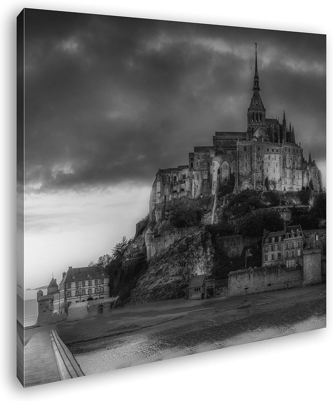 deyoli Mont St Michel bei Sonnenuntergang Format: 70x70 Effekt: Schwarz&Weiss als Leinwandbild, Moti