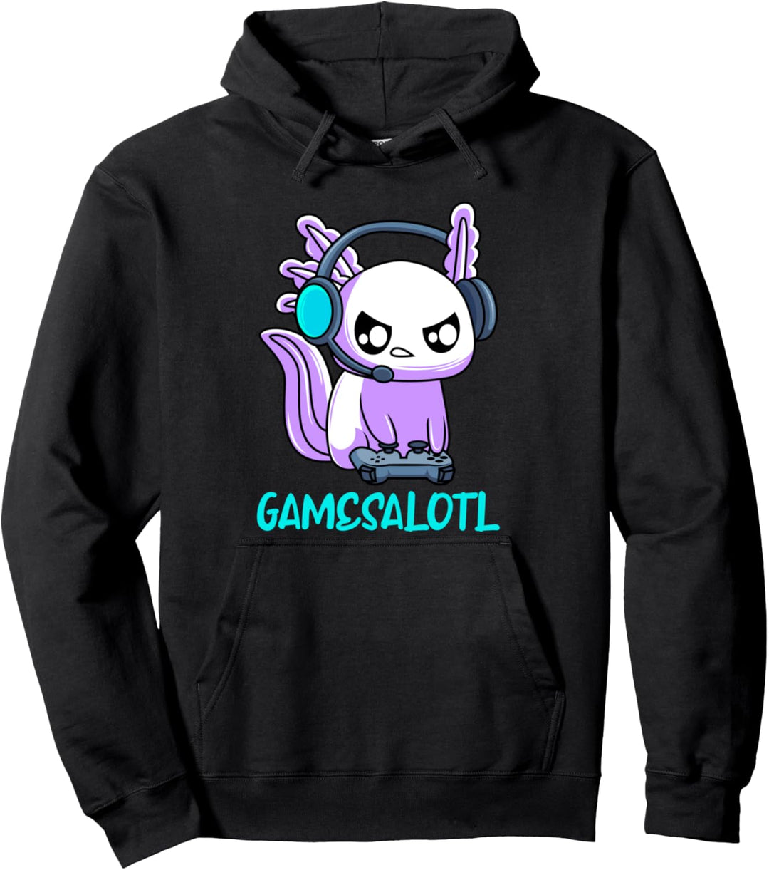 Gamesalotl Gamer Axolotl Gaming Headset Axolotl Pullover Hoodie