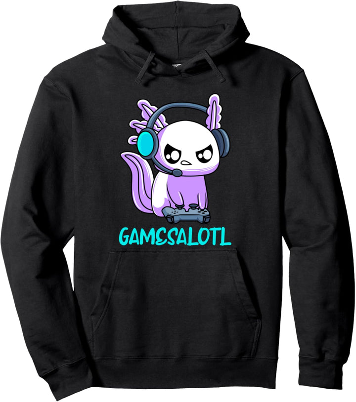 Gamesalotl Gamer Axolotl Gaming Headset Axolotl Pullover Hoodie