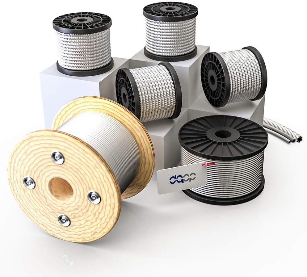 DQ-PP STAHLSEIL SET | 6mm | 10m | 4 x Seilklemmen Bügel 6mm | Edelstahl INOX | 7x7 mittelweich | Dra