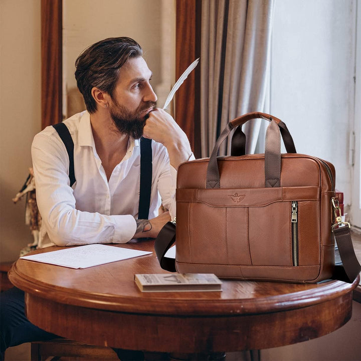 BAGZY Laptoptasche 15.6 Zoll Aktentasche Herren Umhängetasche Geschenk für Männer Handtasche für Mä