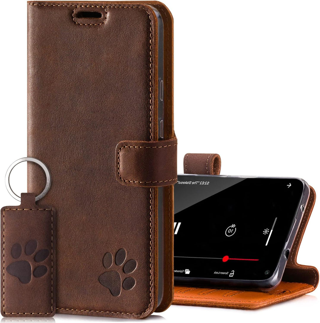 SURAZO Handyhülle für Galaxy S21 5G hülle - Premium RFID Echt Lederhülle Schutzhülle mit Standfunkti