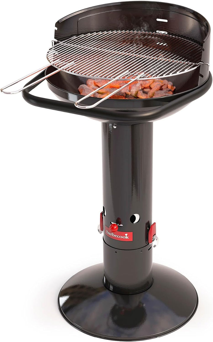 Barbecook Holzkohlegrill BBQ mit Windschutz, Säulengrill rund Standgrill mit Quick-Start und Quick-S