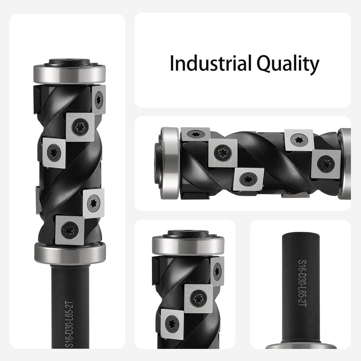 HOZLY Wendeplatten Bündigfräser 16mm Schaft, 30mm Schnittdurchmesser Spiralnutfräser Kopierfräser fü