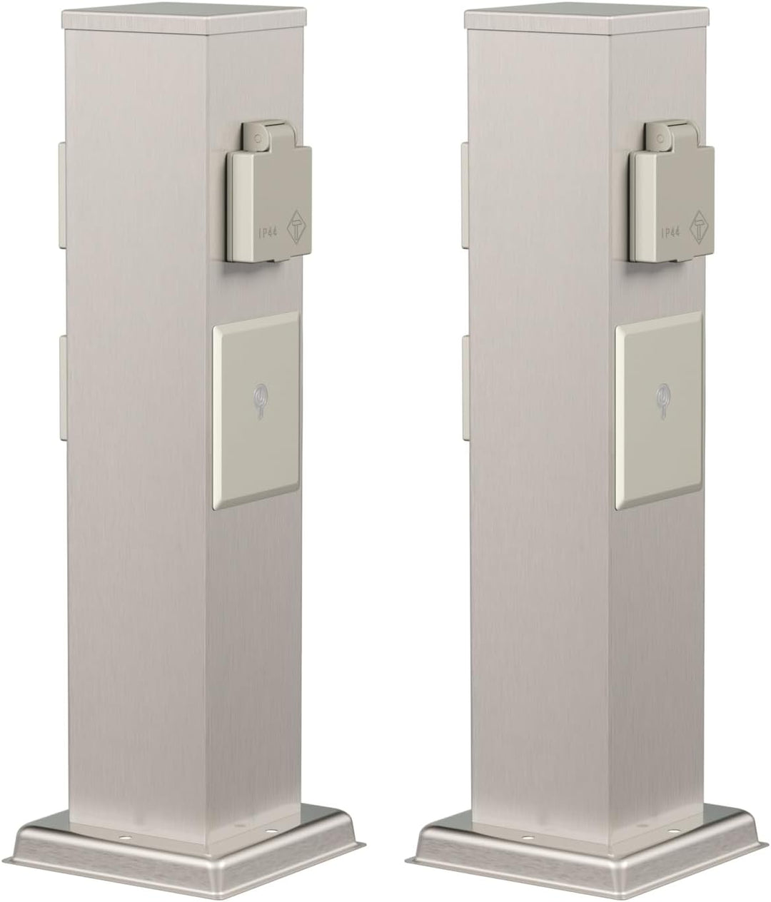 ledscom.de 2X Garten Steckdosensäule Polly für aussen, IP44, Smart Home, WLAN, Alexa, 3-Fach, Edelst