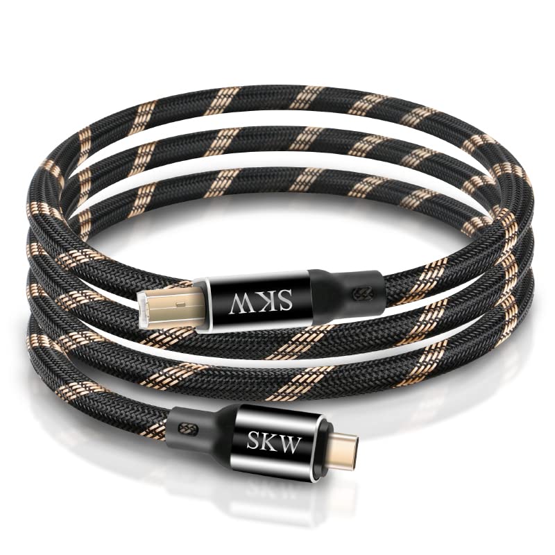 SKW USB Typ C auf USB B-Kabel 3M, Nylon Druckerkabel/Scannerkabel Kompatibel mit MacBook,Soundkarte,