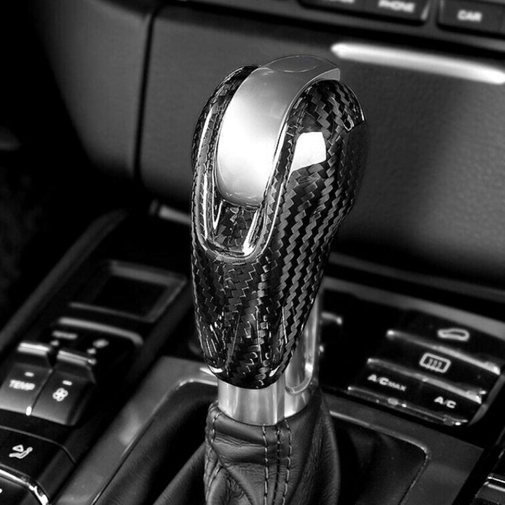 Auto Schaltknauf Abdeckung, Kohlefaser Schaltknauf Abdeckung Innenverkleidung Passt für Porsche MACA