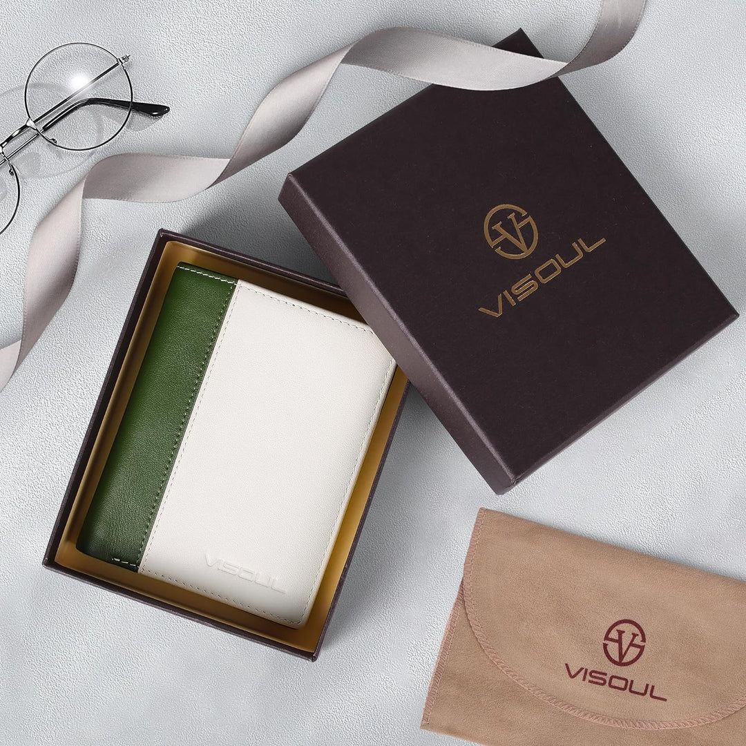 VISOUL Echt Leder Geldbörse Herren mit RFID Schutz Portemonnaie Gross mit Münzfach 10 Fächer Echtled