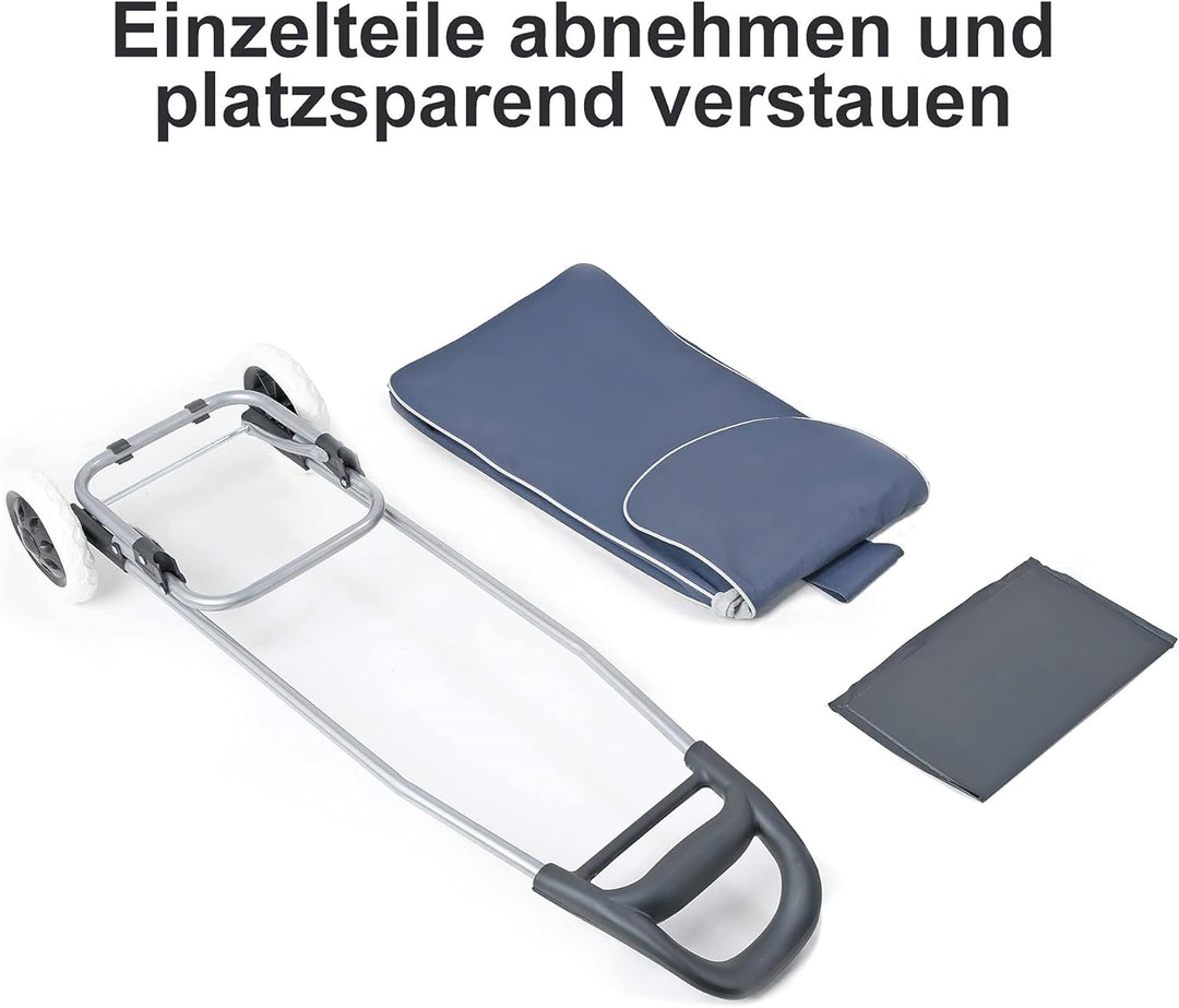 wuuhoo® Einkaufstrolley Shoppy mit Rollen und Aluminiumgestell 34 Liter, Einkaufswagen in Blau faltb